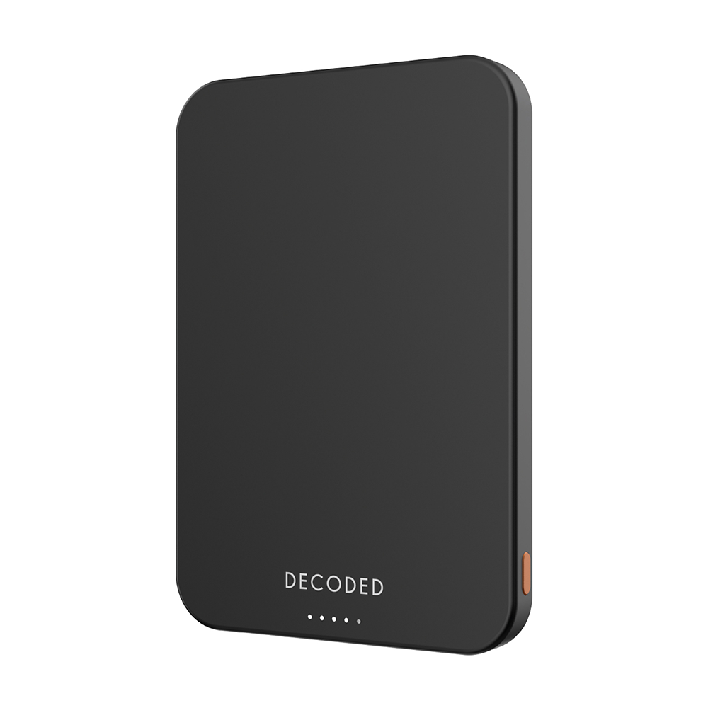 Decoded Ultra Slim Qi2 Powerbank - 5.000mAh - Amac 20y edition - Black/Marigold