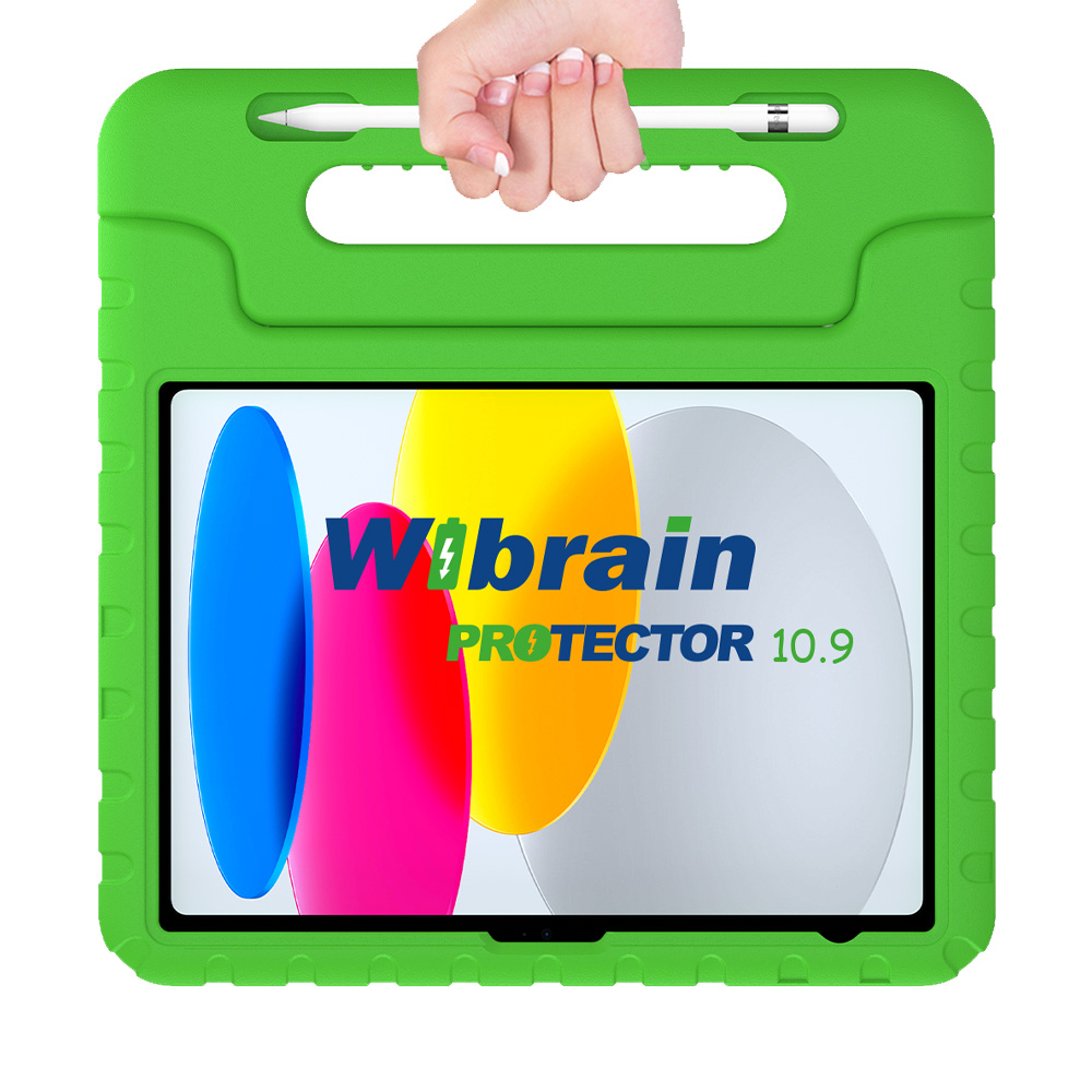 Wibrain Protector Kids Cover Case (incl Stylus&ScreenCover) - iPad 10.9" (2022) / iPad 11" (2025) - Green