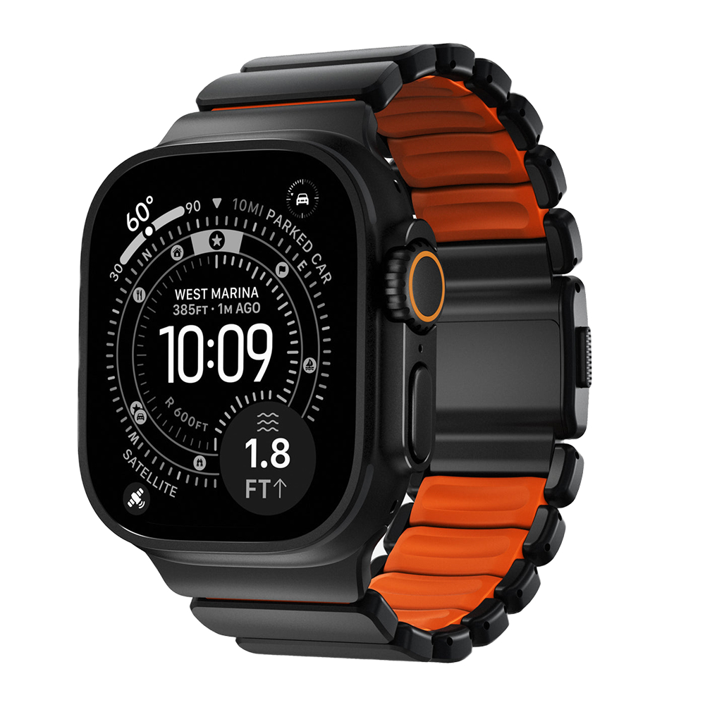 Nomad Stratos Band - 44/45/46/49mm - Black Titanium/Ultra Orange/FKM