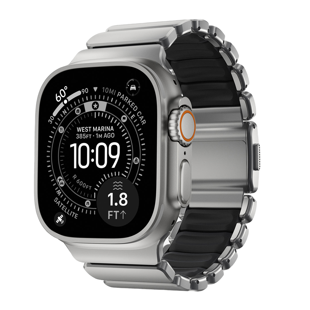 Nomad Stratos Band - 44/45/46/49mm - Natural Titanium/Black/FKM