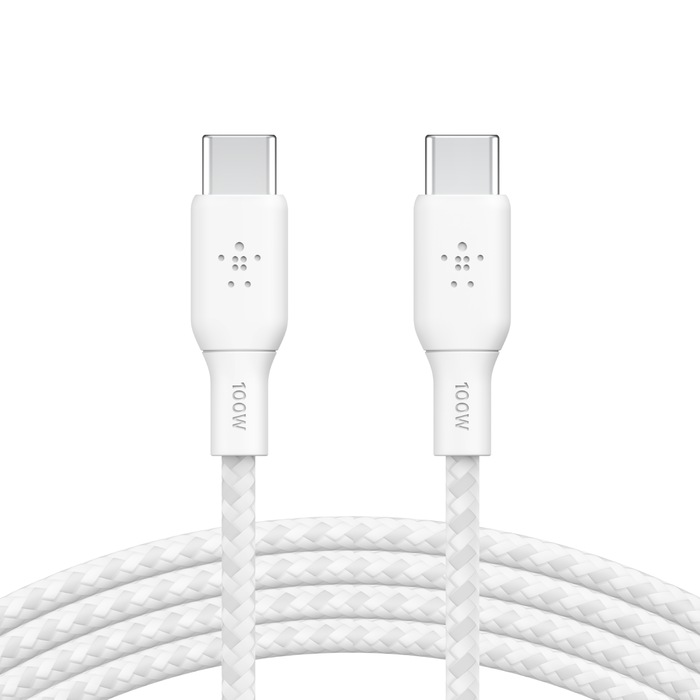 Belkin 100w USB-C to USB-C Braided Cable 2M White