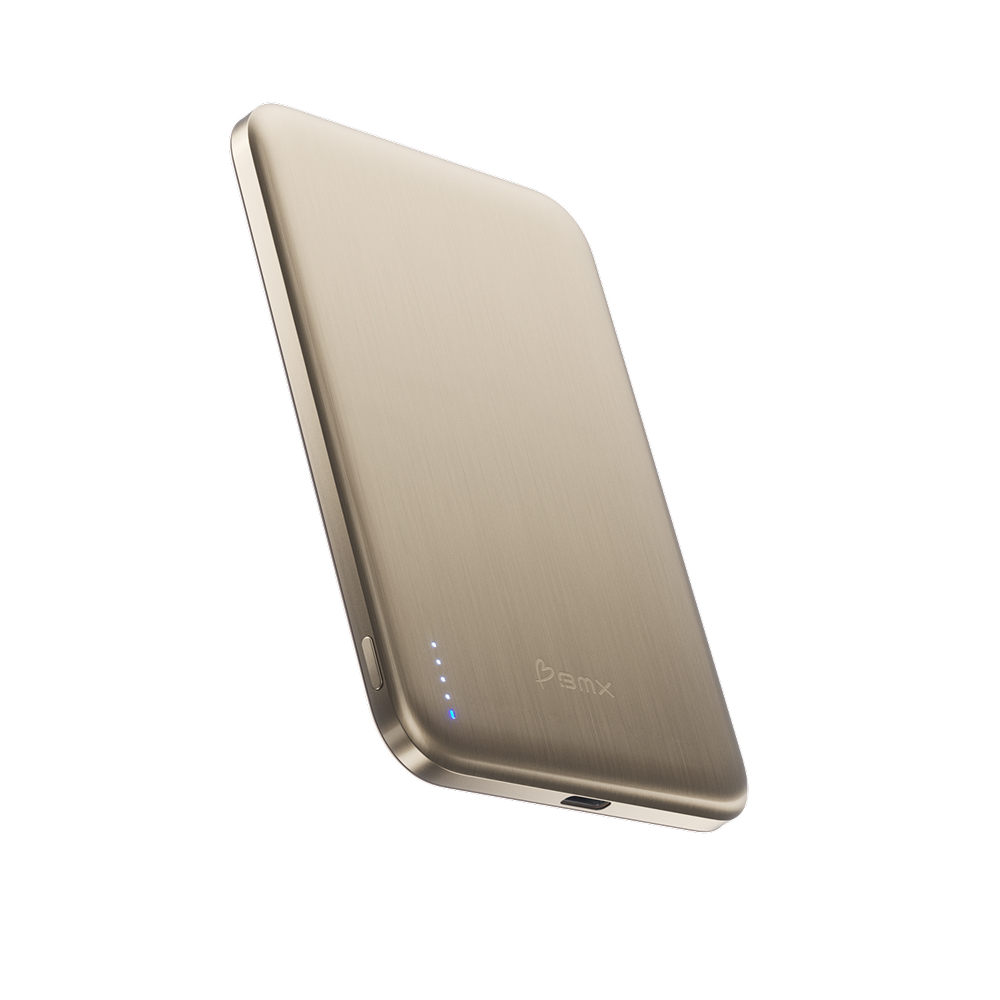 BMX SolidSafe Air Titanium Powerbank - Qi2 - Semi Solid State - 5000 mAh - Gold