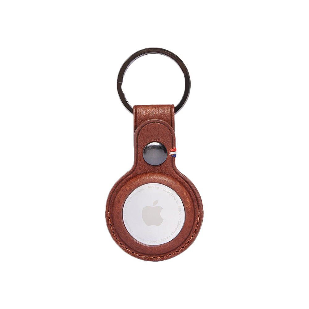 Decoded Leather Airtag Keychain - Brown