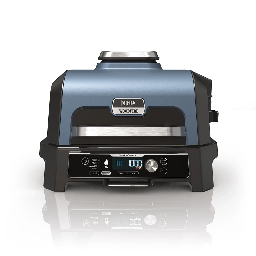 Ninja Woodfire Pro XL Electric BBQ, Grill and Smoker - 1700W - Black/Blue